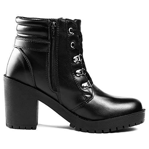 Bota Coturno Tratorada Sapatofran Salto Em Bloco Plataforma Preta (35, PRETO)
