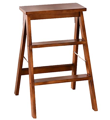 Taburete de escalera plegable de 3 pasos y sillas de madera maciza 2