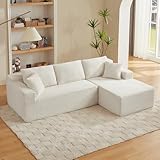 Yihomfy 252.5cm Canapé d'angle modulable, canapé en L 3 Places avec 2 Coussins, canapé modulaire,canapé compressé pour Salon, canapé Nuage avec méridienne,Blanc