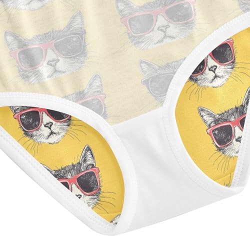 ZZKKO Sunglasses Cat Yellow Girls Underwear Toddler Panties for Girls Comfort Brief Size 2-8T4