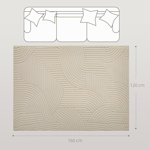 Tapis moderne poils épais jacquard crème 160x120 HOMCOM