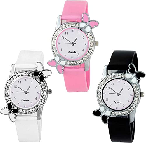 TEKZIE Analog Butterfly Colourful Womens Watch - Combo Set of 3 (White, Pink, Black) (B09NGZPB1K) Amazon Price History, Amazon Price Tracker