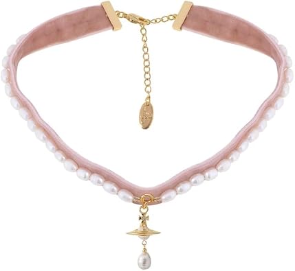 Colorful Necklaces of Saturn for Women Saturn Necklace - Baroque Pearl Ribbon Pendant Necklace for Women in Punk StylePink