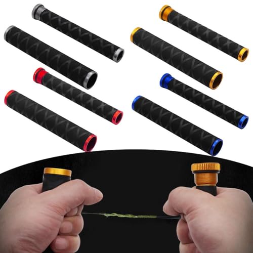 Compact Fishing Knotting Tool Set – Metal & Rubber Fishing Line Tie Puller with for EVA Grip, 18.2 x 2.9 cm, 172g (Pair: Large + Small) for Anglers（Red）