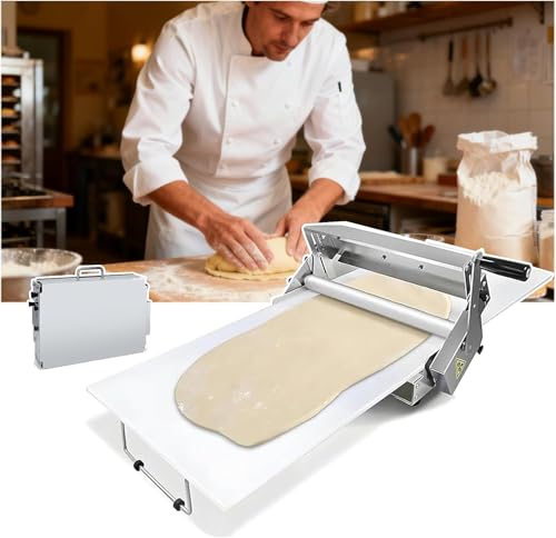 Máquina laminadora de Masa Manual Plegable para Uso doméstico Comercial, con Estuche Plegable, Prensa de Rodillo de Masa de Acero Inoxidable, compacta y con Tabla laminadora.