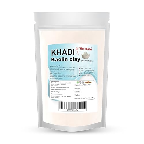 Image of Khadi Omorose Kaolin Clay Powder, For Face, Body & Hairs, 100 Grams