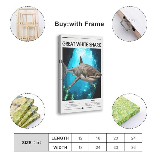 Poster requin pour habiller un mur vide de chambre ou de bureau 61x91 cm - 2