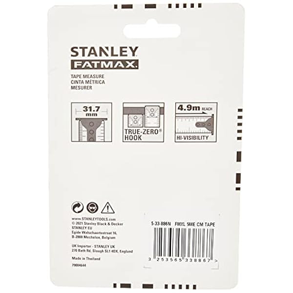 STANLEY 5-33-886, Cinta métrica 5m, Retráctil, Caja de aluminio, Gama Fatmax
