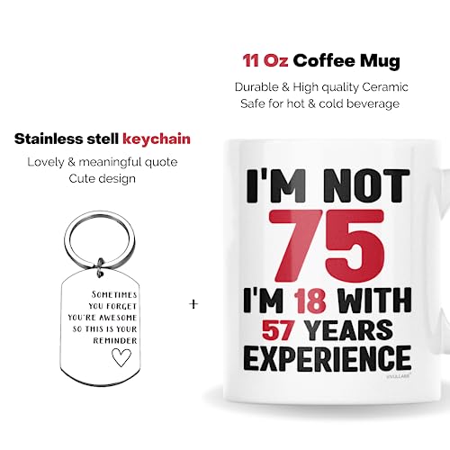 Vivulla68 75Th Birthday Gifts For Men, 75Th Birthday Gifts For Women, Gifts For 75 Year Old Men Woman, 1948 Birthday Gift For Men Women, 75Th Birthday Mug For Mom Dad, 75Th Birthday Cup With Keychain #TOP1