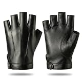 SquishyWorld Gants Mitaines Homme Cuir Noir Demi Doigts Respirant Antiderapant Conduite Moto Velo Sport Plein Air Vente Flash Gant Noir Mitaine Hommes Gants Noir Accessoires Hiver Ete