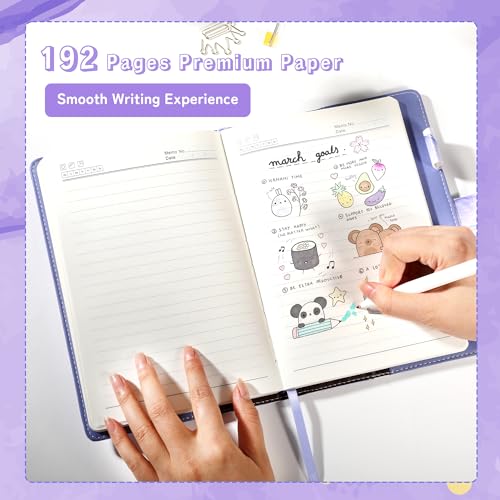 Image of Diary with Lock for Girls, A5 Password Refillable Lined Journal Kit Locked Diary, Cute Stuff Christmas Birthday Gifts for Girls 6 7 8 9 10 11 12 13 14 Year Old Girl Toys, Teen Girl Gifts, Purple