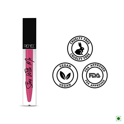 Image of RENEE Stay With Me Matte Lipstick - Hots For Pink l Transfer Proof, Smudge & Waterproof | Long Stay l Highly Pigmented l Velvety, Matte Finish l Enriched with Vitamin E l Travel Friendly l 5 ml