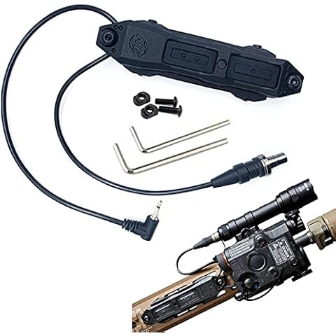 LThyzszb Remote Dual Pressure Switch Augmented Pressure Double Switch Assembly for M300/M600 M951 M952 Series Scoutlight + PEQ 15 Laser Dual Tape Switches, for Mlok/Keymod/20mm Rail Mount (Black) Cover