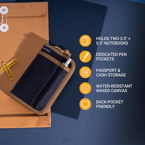 Image of LOCHBY Pocket Journal | Tomoe River 3.5 inch x 5.5 inch Notebook | Waxed Canvas | Ideal for Travelers & Daily Use, Fits Field Notes, Moleskine Cahier
