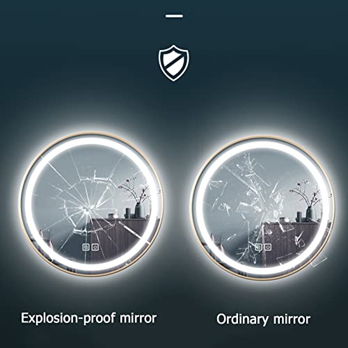 Miroir de courtoisie mural à LED rond à intensité variable design premium