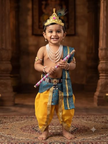 Image of Krishna Dress for Baby Boy Kids Janmashtami Costume