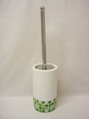 ESCOBILLERO PORTAESCOBILLA ESCOBILLA BAÑO CILINDRO PORCELANA MOSAICO VERDE Cover