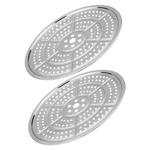 NUOLUX 2個耐熱ステンレス製蒸し器トレイ 調理鍋や電気炊飯器対応 蒸し料理用プレート 野菜 魚 卵の調理に