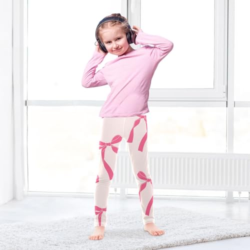 Ribbon Bows Girls Leggings,Workout Leggings for Girls Toddler Athletic Legging Size for 3-10T4