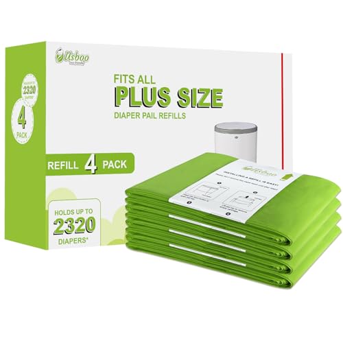 Image of USBOO Refills Compatible with Dekor Plus Diaper Pail | 4 Pack | Disposable Diaper Pail Refill | Extra Thickness | Diaper Trash Bags | Cherry Blossom Scented | Holds up to 2320 Diapers