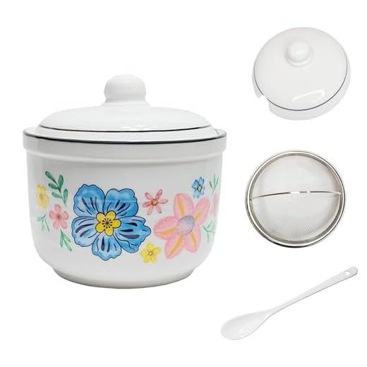 MaoYaMao Ceramic Bacon Grease Container with Strainer,Cooking Oil Storage Can 17oz(Colorful)