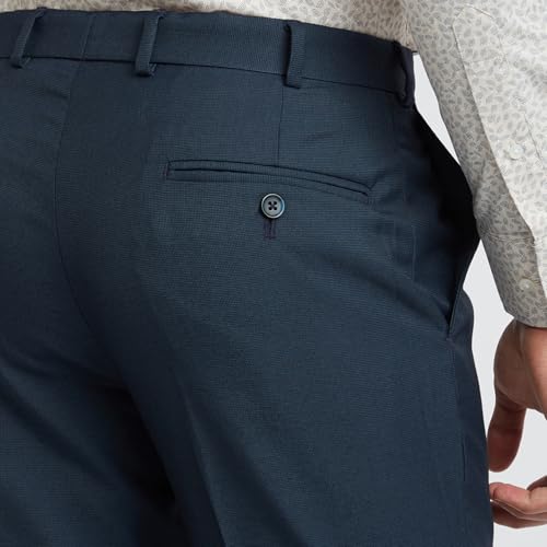 Image of Park Avenue Men Smart Fit Structure Pattern Polyester Blend Flat Front Formal Trouser