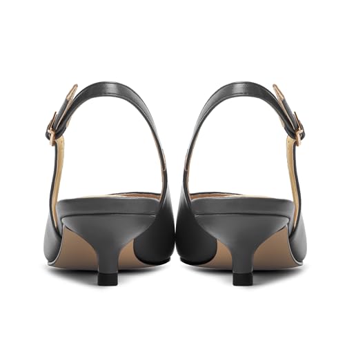 Womens Buckle Pointed Toe Slingback Casual Matte Evening Kitten Low Heel Pumps Shoes 1.5 Inch4