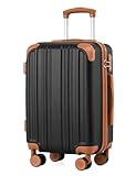 Coolife Carry On Luggage, Suitcase with Durable and Lightweight, carry on suitcase with ABS Hardshell, Dual Spinner Wheels, TSA Lock, and YKK Zipper (apricot black, S(20in)_carry on)