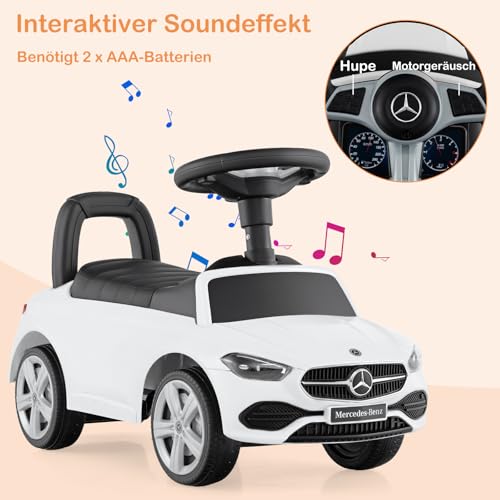 COSTWAY Mercedes-Benz Rutschauto, Rutschfahrzeug mit Stauraum unter dem Sitz, Schiebauto mit Hupe & Motorsound, Rutscher Auto für Kinder ab 1 Jahr (Weiß) – Bild 4