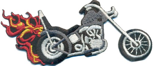 Motorbike Burning Motorcycle Racing Biker Rockabilly Iron on Patch Badge