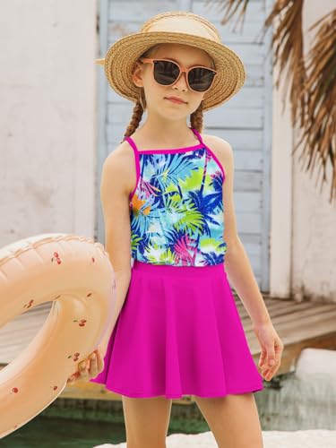 Image of Girls Tankini Swimsuit Mermaid Bathing Suits Criss-Cross Strap Adjustable Summer Beach Two Piece Swimwear Size 4-12