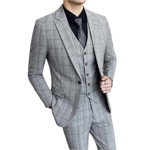 Men's Slim-Fit (Suit + Vest + Trousers) Wedding Suit Business Casual Wedding Lapel 3 Piece Suit