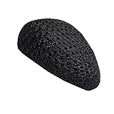 Gllutt Summer Knitted Straw Thin Beret Hat for Women Breathable French Style Size Adjustable Solid C