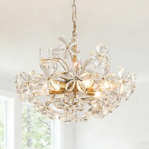 Dellemade Crystal Chandelier Modern Ceiling Light Pendant Lighting Fixture Glass Chandelier for Living Room,Kitchen, Hallway,Dining Room (Golden Pendant) by Dellemade - Image 8