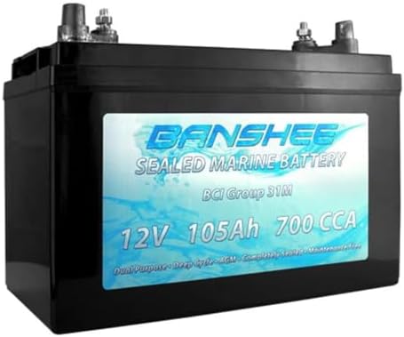Banshee Group 31M AGM Marine Deep Cycle Battery, 12V 105Ah, 700 C...