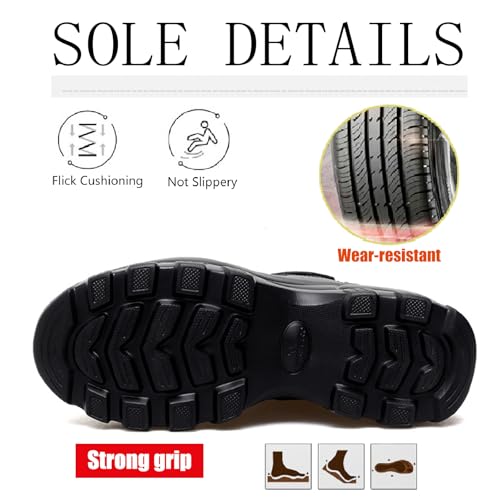 Women's Leather Orthopedic Chunky Platform Ankle Boots with Hook Loop Retro Comfortable Round Toe Arch Support Wedge Booties Casual Anti-slip Daily Work Walking Shoes4