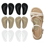 6 Pairs Gel Arch Support Pads Orthotic Shoe Inserts Insole, Arch Cushions for Flat Feet & Plantar Fasciitis Relief, Comfort Cushioning, Adhesive Reusable One Size, Transparent, Black & Beige Velvet