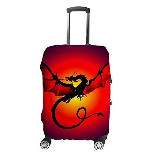 Housse de valise dragon rouge CHEHONG en polyester lavable pour bagage de taille M