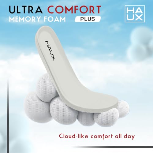 Image of HAUX Comfort+ Memory Foam Insoles for Men | Soft Cushion Shoe Insole for Daily Use, Walking, Running, Sports & All-Day Standing Comfort (White, UK-6)