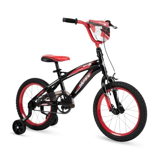 Huffy Moto X 16 Inch Kid’s Bike with Training Wheels, Quick Connect Assembly, Black