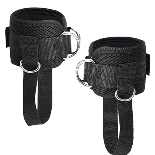 JJiaoLinin Ankle Straps, 2 pièces Sangles de Cheville avec Anneaux en D Sangle Cheville Musculation Poulie Sangle de Cheville Réglable Gymnastique pour entraînement de Fitness pour Hommes et Femmes