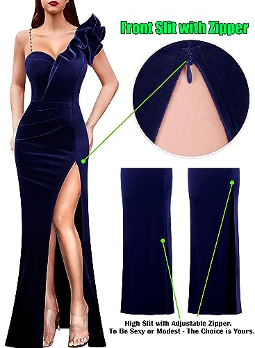 Image of VFSHOW Womens Ruffle One Shoulder Formal Prom Gala Maxi Dress Evening Gown