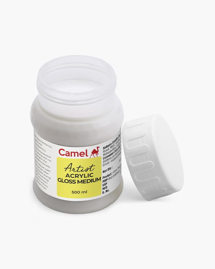 Image of Camel Artist Acrylic Gloss Medium 500 ml | Transparent Gloss Medium for Acrylic Painting, Colour Enhancement & Glazing