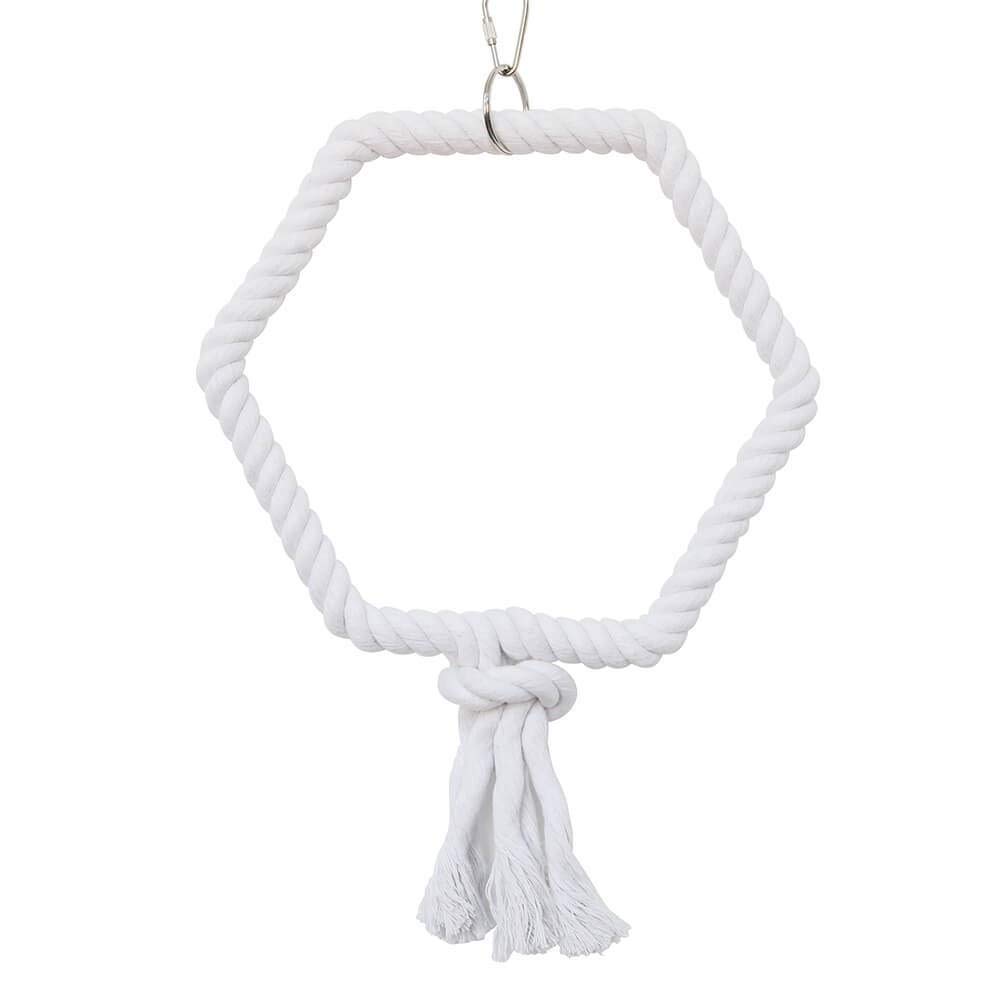 Sponsored Ad – PARROT ESSENTIALS Hexagon Cotton Rope Swing - Natural Cotton Rope Perch Wooden Swing for Parrots, Budgies, Conure and More - Parrot Toy Nest Swing Encourages Foot Exercise - Hanging Rope Parrot Toy