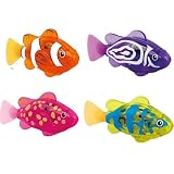 4PCS Water-Activated Glowing Robot Fish – Interactive Swimming Robotic Fish with LED Lights, Waterproof Neon Deep-Sea Disco for Bathtub Pool Aquarium, Colorful Electronic Pet