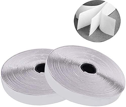 IHKFILAN Hook and Loop Tape Self Adhesive Strips Adhesive Backing (White, 25 mm, 10 Metres)