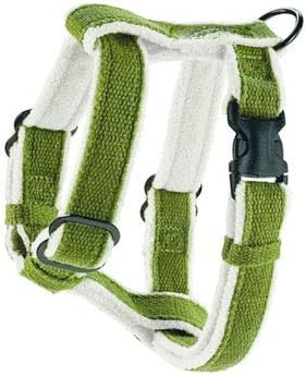 Cozy Natural Hemp Dog Harness with Fleece Lining (Medium, Green)