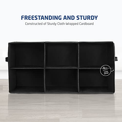 Freestanding Shoe Organizer No Tools Required 6 Big Sections Fits Men's Shoes, Compact For Entryways, Closets Also Ideal For Accessories, Durable Cardboard Covered With Smooth Fabric Foldable Straps #TOP3