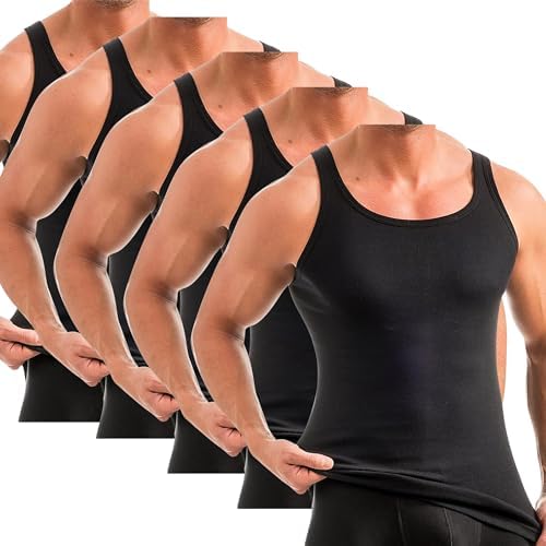 Anthony Jackson 5'li Kutu Premium RİBANA Erkek Atlet SEZAR Ekstra Uzun- Taranmış İnce Fitilli Organik Pamuk (SİYAH, XXL) - Görsel 4