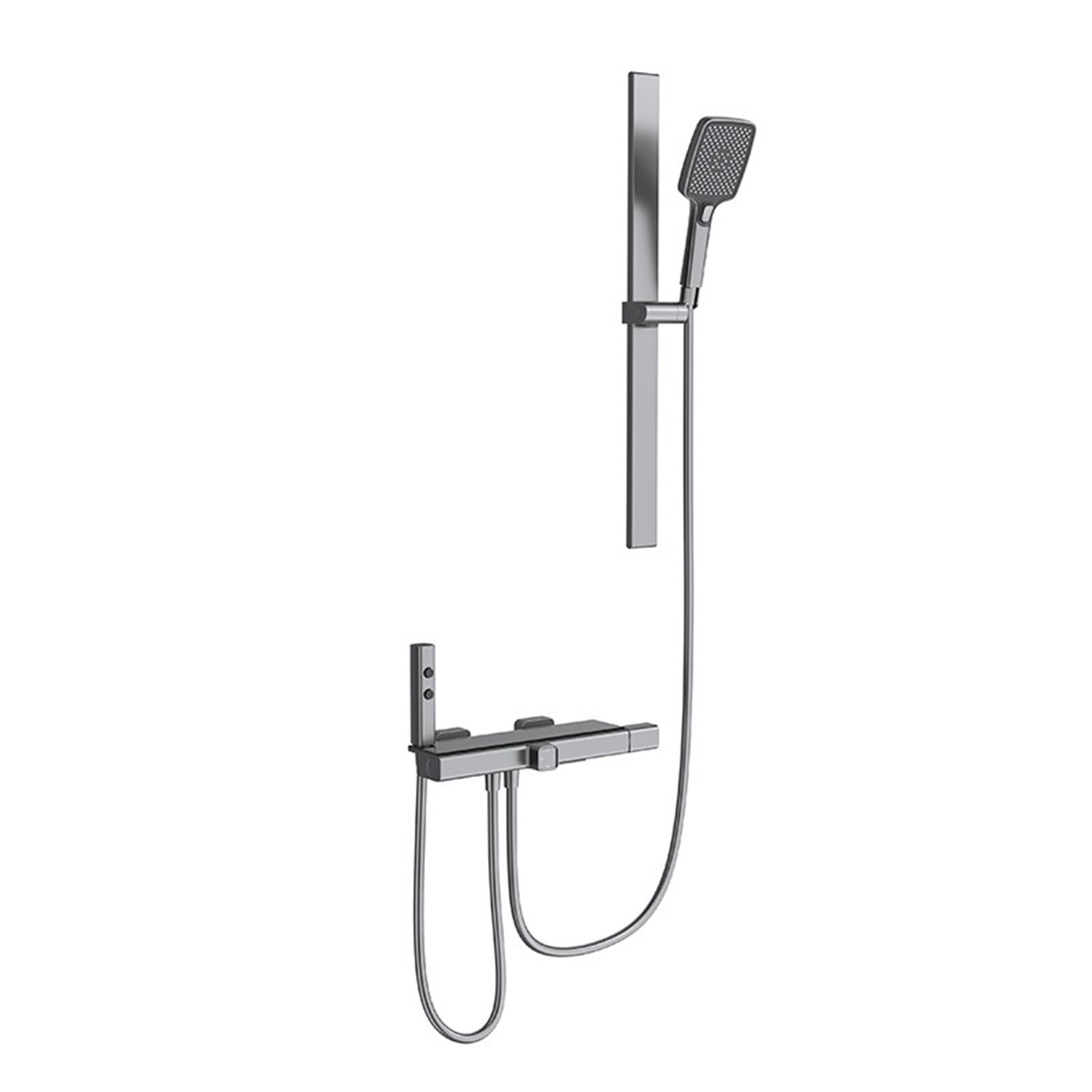 SWENEEN Modern Shower System With Slide Bar 3 Function Wall Mounted Tub Faucet Set Brass Combo With Handheld Spray Tub Spout And Bidet Gray,